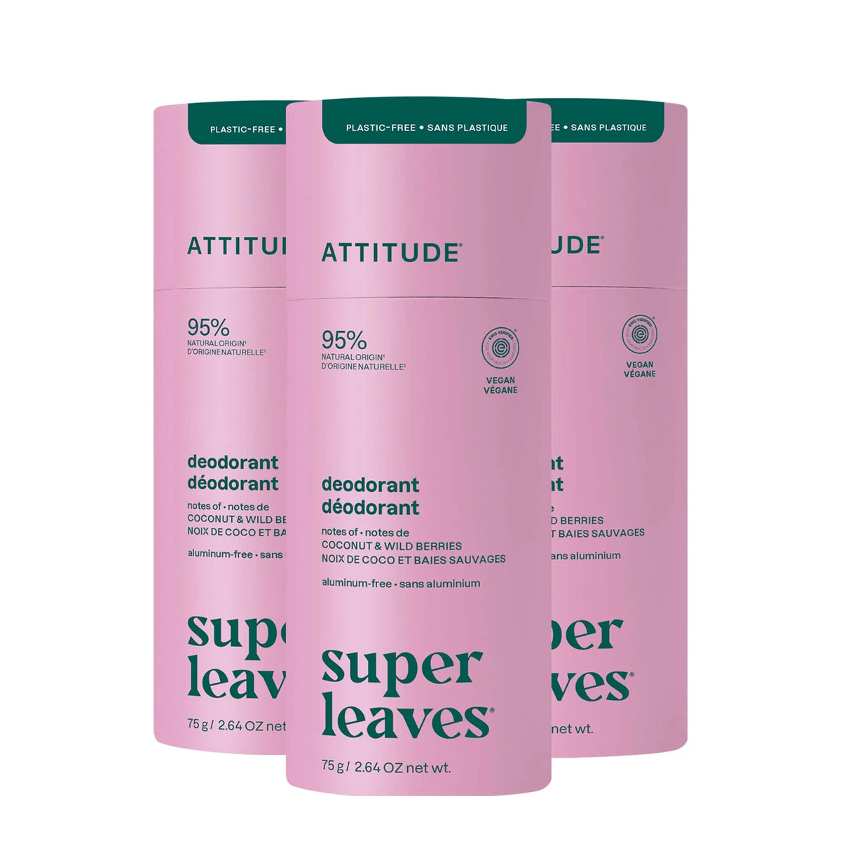 Deodorant - Plastic-free Stick Coconut & Wild Berries-3 units