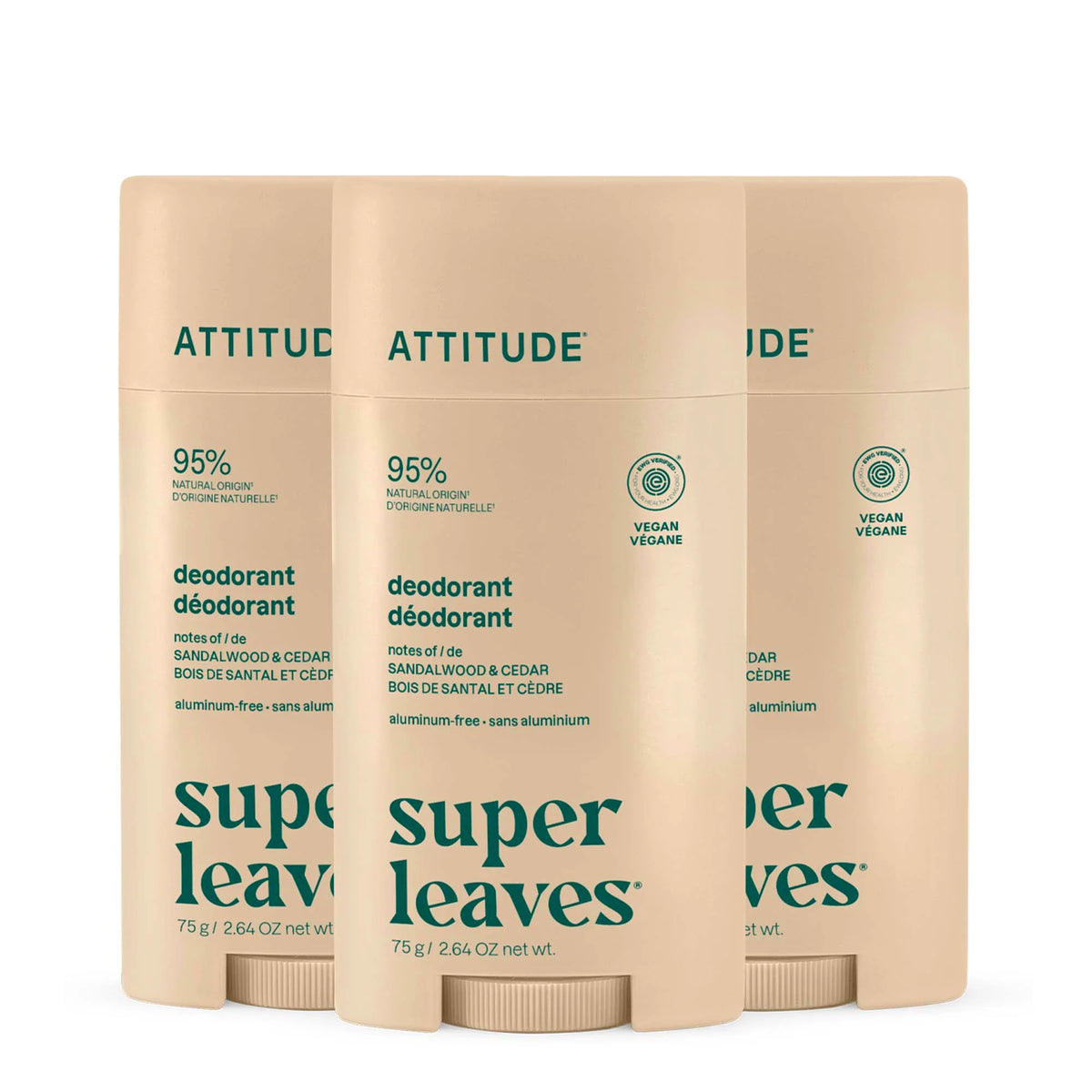 Deodorant 3-pack Sandalwood & Cedar-Plastic - 3 x 2.64 OZ.